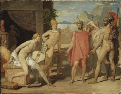 أخيل يستقبل سفراء أجاممنون - أخيل يستقبل سفراء أجاممنون ، بقلم إنجرس ، جان أوغست دومينيك (1780-1867). زيت على خشب بواسطة جان أوغست دومينيك إنجرس