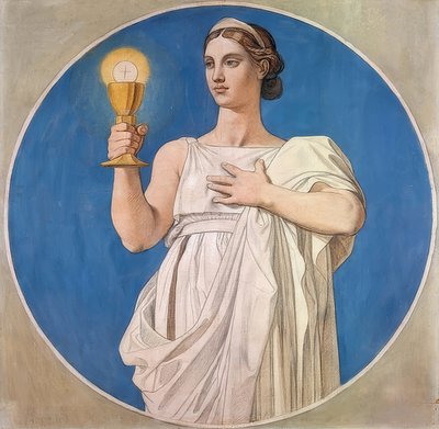 الإيمان. صندوق من الورق المقوى للنوافذ الزجاجية الملونة في كنيسة سان فيرديناند. 1842 بواسطة جان أوغست دومينيك إنجرس