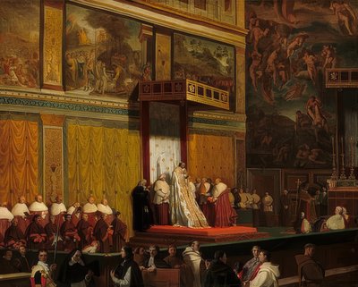 البابا بيوس السابع في كنيسة سيستين. 1814 بواسطة جان أوغست دومينيك إنجرس