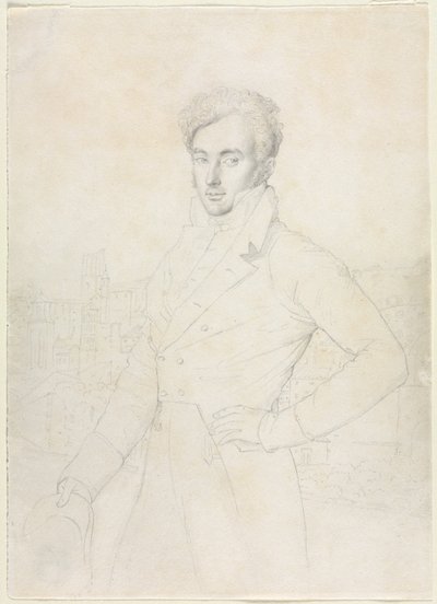صورة لشاب يقف على Quirinal مع Turris Comitum في الخلفية ، 1800s. بواسطة جان أوغست دومينيك إنجرس