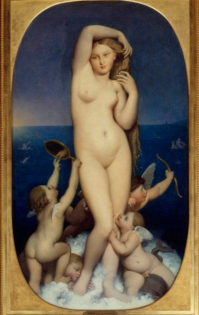 رسم فينوس أناديوميني لجين أوغست دومينيك إنجرس (1780-1867) من القرن التاسع عشر. 1،6 × 0،9 م شانتيلي ، متحف كوندي - فينوس أناديومين. لوحة لجين أوغست دومينيك إنجرس (1780-1867) بواسطة جان أوغست دومينيك إنجرس