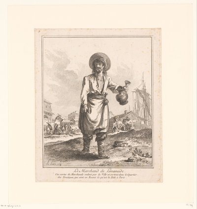 بائع عصير الليمون Le Marchand de Lemonade (العنوان على الكائن) التجار والباعة الجائلين من سانت بطرسبرغ وموسكو (عنوان السلسلة) Premiere Suite de Cris et Divers Marchands de Petersbourg et de Moscou (عنوان السلسلة) بواسطة جان بابتيست لبرينس