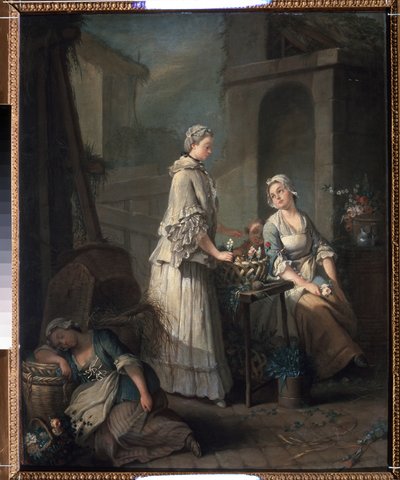 "الفتاة الزهرة" (فتاة الزهور) لوحة رسمها جان بابتيست (جان بابتيست) شاربنتييه (1728-1806) 1795-1799 متحف بوشكين ، موسكو بواسطة جان بابتيست شاربينتييه
