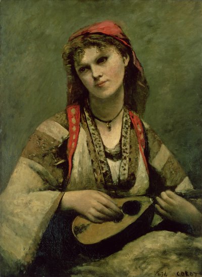 كريستين نيلسون (1843-1921) أو البوهيمي مع مندولين بواسطة جان بابتيست كميل كوروت