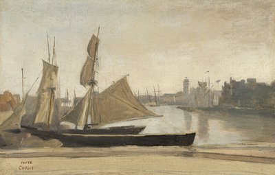 Dunkerque ، قوارب الصيد مرتبطة بالرصيف ، c.1830 بواسطة جان بابتيست كميل كوروت