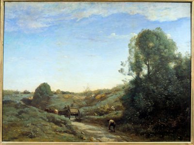 La Charrette - تذكار Marcoussis (بالقرب من Montlhery). لوحة لكاميل كورو (1796-1875) ، حوالي 1855. زيت على قماش. الأبعاد: 0،97 × 1،30 م. باريس ، متحف أورسيه بواسطة جان بابتيست كميل كوروت
