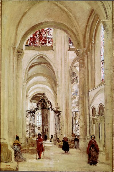 لوحة La cathedrale de Sens لجين بابتيست كميل كورو (1796-1875) 1874 مقاس 61x40 سم باريس ، متحف اللوفر بواسطة جان بابتيست كميل كوروت