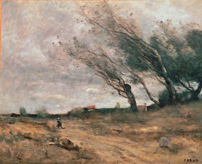 لو coup de vent لوحة لجان بابتيست كميل كورو (1796-1875) 1854-1867 ريمس ، متحف الفنون الجميلة بواسطة جان بابتيست كميل كوروت