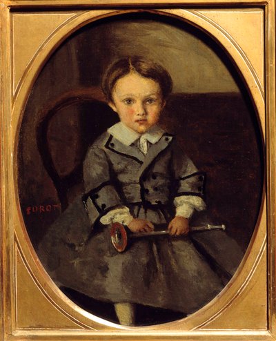 صورة لموريس روبرت (1853-1925) ، ابن فرانسوا روبرت ، صديق كوروت لوحة لكاميل كورو (1796-1875) 1857 صن. 0،29 × 0،23 م بواسطة جان بابتيست كميل كوروت