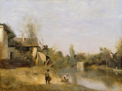ضفة النهر في Mery sur Seine ، Aube ، c.1870 بواسطة جان بابتيست كميل كوروت