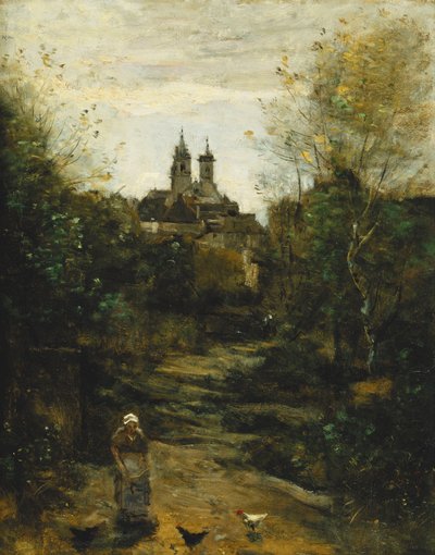 سمور الطريق إلى الكنيسة. Semur ، Le Chemin de l "Eglise ، c.1855-1860 و 1872-1873 بواسطة جان بابتيست كميل كوروت