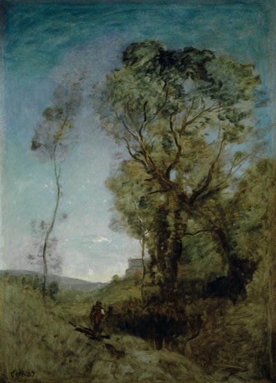 الفيلا الإيطالية خلف الصنوبر 1855-1865 بواسطة Jean Baptiste Camille Corot