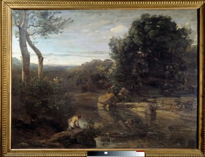لوحة حمام الراعي بواسطة كاميل كورو (1796-1875) 1848 صن. 0،87x1،17 م دواي ، متحف دي لا شارتروز بواسطة جان بابتيست كميل كوروت