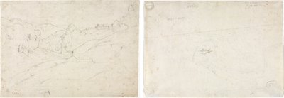 منظر لمارينو (وجه الوجه) ؛ رسم لمنظر طبيعي (ظهر) بواسطة Jean-Baptiste-Camille Corot