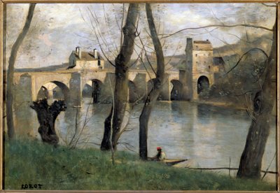 View of the bridge of Mantes Painting by Camille Corot (1796-1875) 19th century Sun. 0,38x0,55 m Paris musee du Louvre بواسطة جان بابتيست كميل كوروت