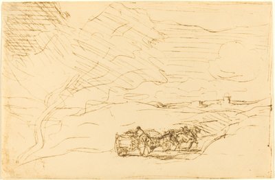 عربة الذهاب إلى المدينة The Chariot Going to Town ، 1860. بواسطة جان بابتيست كميل كوروت