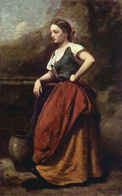 شابة عند البئر ، رسمها جان بابتيست كميل كورو (1796-1875) ، 65 × 40 سم. بواسطة جان بابتيست كميل كوروت
