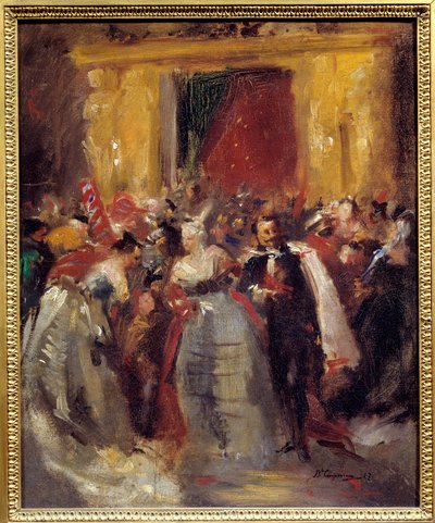زي الكرة في قصر التويلري: نابليون الثالث (1808-1873) وكونتيسة كاستيجليون (1837-1899 ، مومس إيطالي شهير) (فرجينيا إليزابيتا لويزا كارلوتا أنتونييتا تيريزا ماريا أولدويني). رسم جان بابتيست (جان بابتيست) كارب بواسطة جان بابتيست كاربو