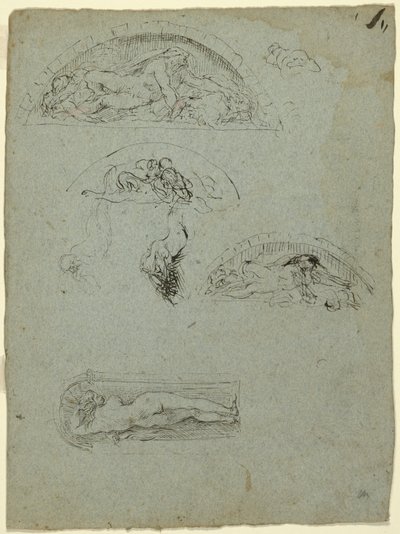 شخصية دائمة في مكانة ودراسات لمجموعة Ugolino ، 1857-58 بواسطة جان بابتيست كاربو