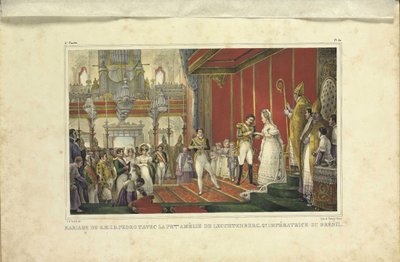 زواج أميلي ليوتشتنبرغ والإمبراطور بيدرو الأول من البرازيل ، 1829 بواسطة جان بابتيست ديبرت