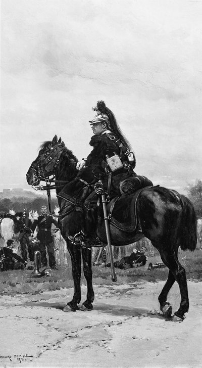 دراغون على ظهور الخيل ، 1876. بواسطة جان بابتيست إدوارد التفاصيل