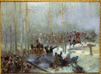 حملة روسيا عام 1812: "" المسؤول عن البارجة السابعة للعقيد دوبوا في بيريزينا (بيريزينا) بتاريخ 28/11/1812 في روسيا "لوحة رسم جان بابتيست إدوارد (جان بابتيست إدوارد) التفاصيل (1848-1912) القرن ال 19. باريس ، Musee de l'Armee بواسطة جان بابتيست إدوارد التفاصيل