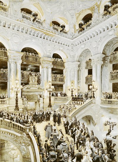 افتتاح دار أوبرا باريس ، 5 يناير 1875 ، 1878 (مرحاض أبيض على ورق) بواسطة جان بابتيست إدوارد التفاصيل