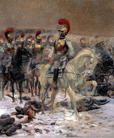 الحملة الروسية لعام 1812: "" قبل التهمة ، carabiniers في Winkowo "" لوحة رسمها جان بابتيست إدوارد التفاصيل (1848-1912) القرن التاسع عشر 0.89x0.79 م باريس ، متحف الجيش - الحملة الروسية لعام 1812 : قبل التهمة ، Carabiniers في Winkowo. بواسطة جان بابتيست إدوارد التفاصيل