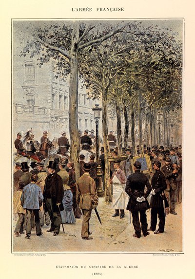 أنواع وأزياء الجيش الفرنسي للكابتن جول ريتشارد ، التي رسمها إدوارد ديتايل (1848-1912): طاقم وزير الحرب عام 1884 ، مجموعة خاصة بواسطة جان بابتيست إدوارد التفاصيل
