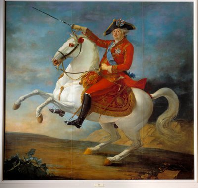 Equestrian portrait of Louis XVI (1754 - 1793). Painting by Jean Francois Carteaux (1751-1813) بواسطة جان بابتيست فرانسوا كارتو