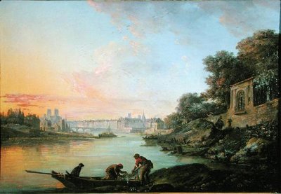 منظر بالقرب من l'ile Louviers ، باريس ، تأثير المساء (زيت على قماش) (انظر 155785 للزوج) بواسطة جين بابتيست جينليون