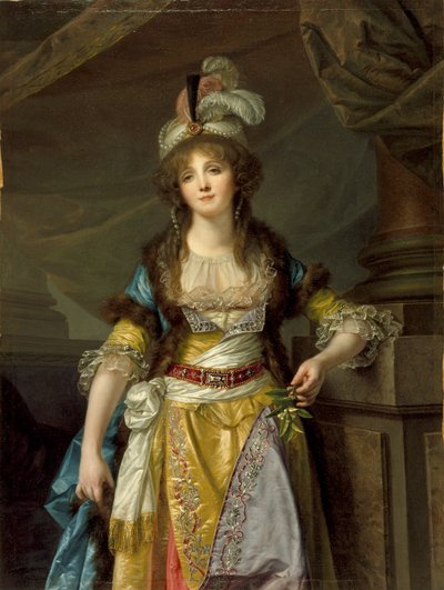 صورة لسيدة في فستان تنكري تركي ، ج .1790 بواسطة جان بابتيست غريوز