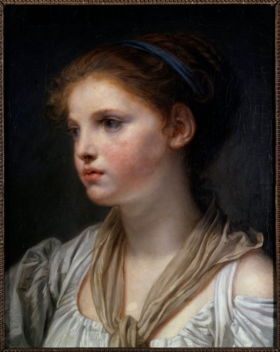 صورة لفتاة بشريط أزرق لوحة رسمها جان بابتيست غريوز (1725-1805) شمس القرن الثامن عشر. 0،45x0،39 م رين ، متحف الفنون الجميلة بواسطة جان بابتيست غريوز