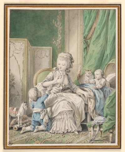 أم وطفلان في بدوار بواسطة Jean Baptiste Huet