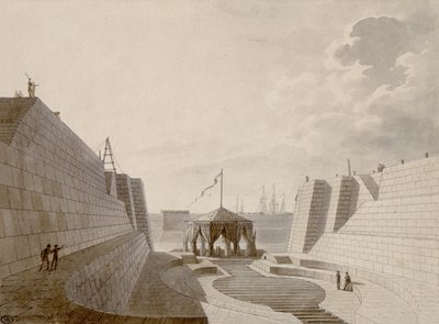 حوض جاف في Cherbourg ، يوليو 1813 (قلم وحبر ومرحاض على ورق) بواسطة جان بابتيست إيسابي