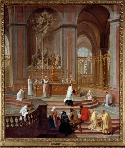 قداس شريعة لابورت أو المذبح الرئيسي لنوتردام دي باريس رسم جان جوفينيه (1644-1717) 1708-1710 ديم. 1،62 × 1،41 م - كتلة Canon de La Porte أو مذبح Notre-Dame de Paris. رسم جان جوفينيه (1644-1717) 1708- بواسطة جان بابتيست جوفينيه