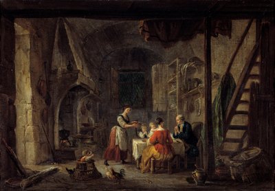 مشهد الوجبة البينيدية في أسرة الفلاحين ، الصلاة. لوحة لجين بابتيست لاليمانت (1710-1803) من القرن الثامن عشر بور أون بريس ، متحف دي برو بواسطة جان بابتيست لالماند