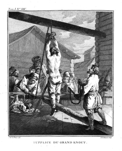 العقوبة مع عقدة كبيرة. من Voyage en Sibérie ، 1766 بواسطة جان بابتيست لو برنس