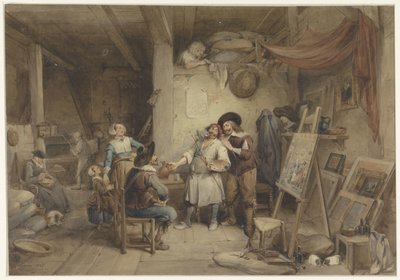 Adriaen Brouwer مع تلميذه J. van Craesbeek بواسطة جان بابتيست مادو