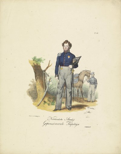 نقيب متقاعد ، 1820-1825 Nederlandsche Armée ، Pensioner Kapiteyn (العنوان على الكائن) الأزياء العسكرية لمملكة هولندا. إهداء لسعادة ويليم فان بيلاندت (عنوان المسلسل على الكائن) بواسطة جان بابتيست مادو