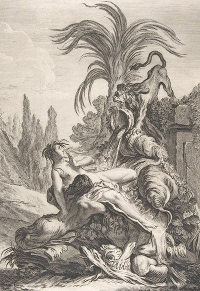 نياد الخائف يتراجع نياد الأشعث خائفًا من رؤية أسد ، كاليفورنيا. 1740. ، بواسطة جان بابتيست ماري بيير