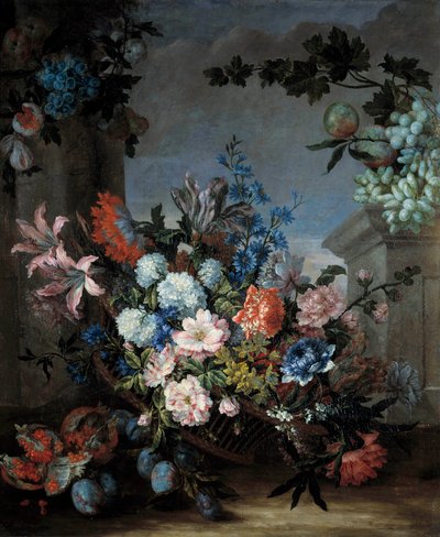 الزهور والفواكه رسم جان بابتيست (جان بابتيست) مونوييه (1634-1699) القرن السابع عشر متحف أورليانز للفنون الجميلة بواسطة جان بابتيست مونوييه