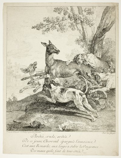 هجوم الكلاب على الغزلان بواسطة Jean-Baptiste Oudry