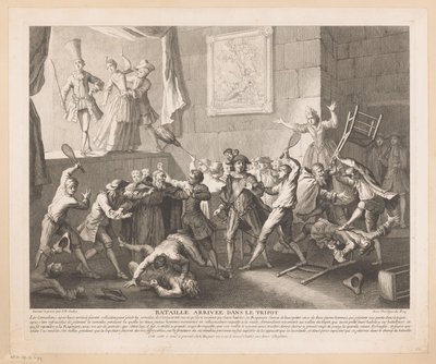 قاتل في المسرح Bataille arrivée dans le tripot (العنوان على الكائن) مشاهد من الكوميديا ​​الرومانية سكارون (عنوان المسلسل) بواسطة جان بابتيست أودري