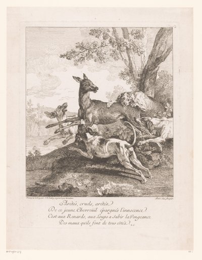 نصب لكمين الغزلان من قبل كلاب الصيد Arrêtés، cruels، arétéz (...) (العنوان على الكائن) مشاهد الصيد (عنوان المسلسل) بواسطة جان بابتيست أودري