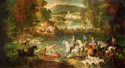 الصيد في Saint-Jean Pond في غابة Compiegne ، قبل 1734 بواسطة جان بابتيست أودري