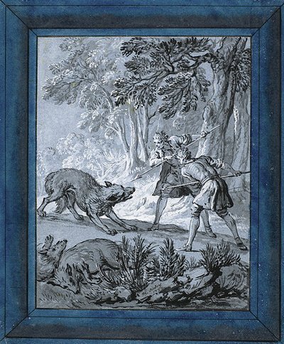 رجال يهاجمون الذئاب ("رين دي تروب 3") بواسطة Jean-Baptiste Oudry