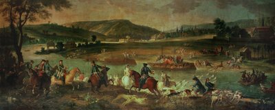 Stag Hunt in the Oise in Sight of Compiegne ، بالقرب من Royallieu ، 1737 بواسطة جان بابتيست أودري
