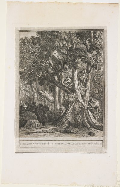 تنين رؤوس كثيرة ، Fable XII ، c. 1753-1755 بواسطة جان بابتيست أودري