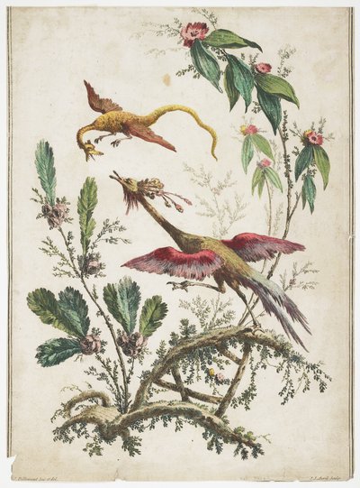 زخرفة. النمط الصيني. الزهور والطيور. ، 1770 بواسطة جان بابتيست بيلمينت